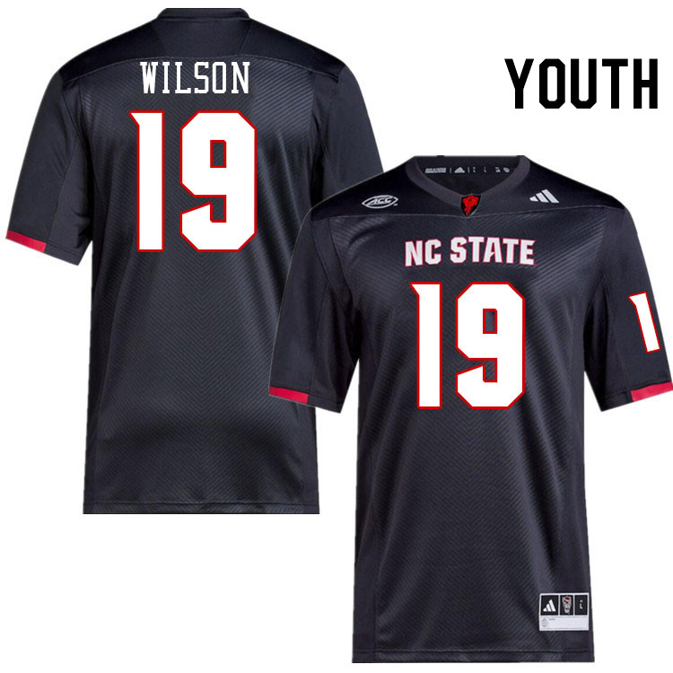 Youth #19 Cole Wilson NC State Wolfpack College Football Jerseys Stitched-Black